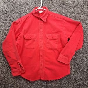 Five Brother Flannel Shirt Men XL Red Solid Heavy Double‎ Breast Casual Outdoor